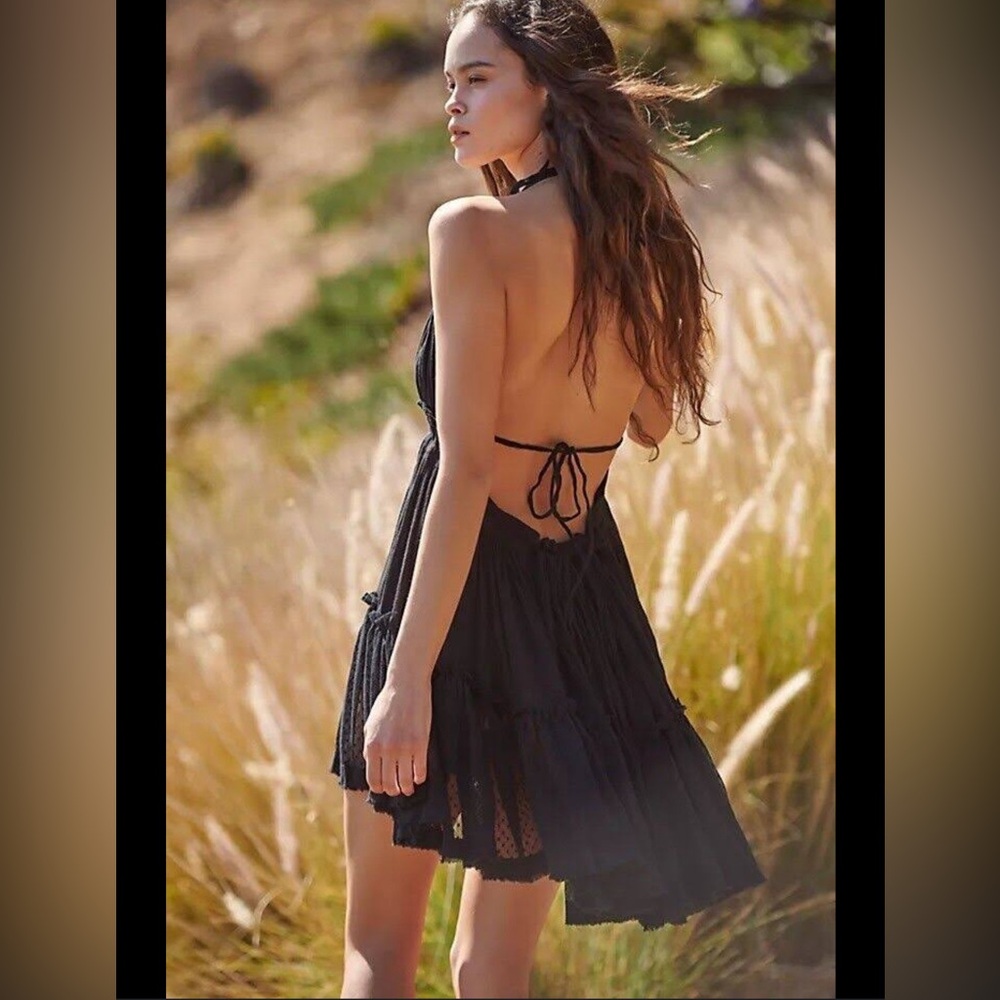 Free People 100 Degrees Blue Grey Mini Dress